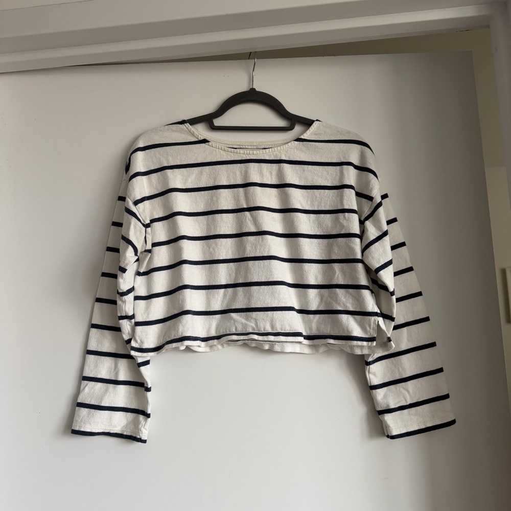 Madewell Striped Long Sleeve Crop Top